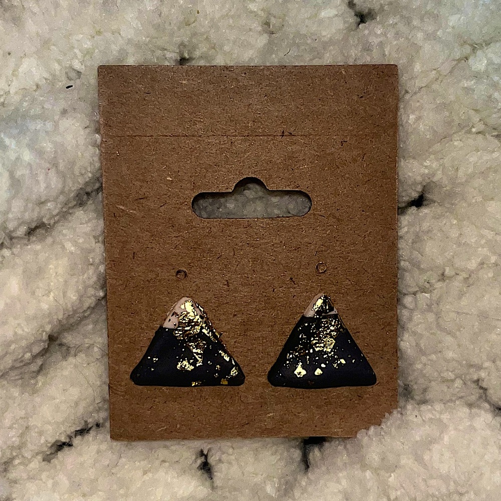 Handmade polymer clay boho gold flake earrings